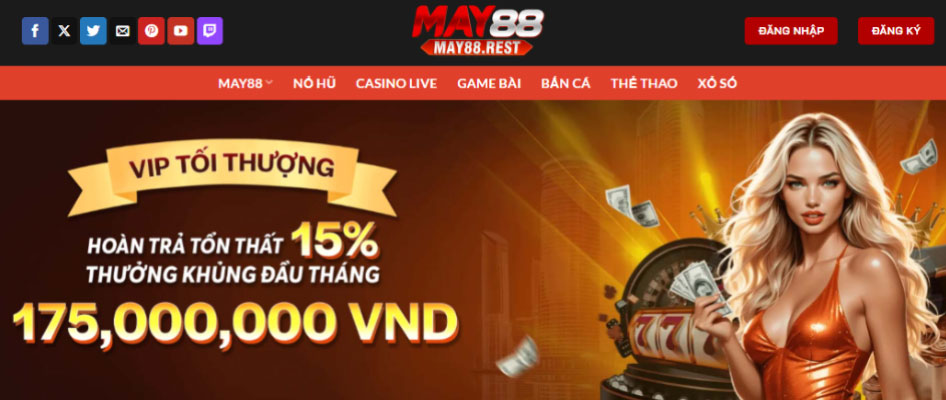 Giao diện trang chủ MAY88 chính thức